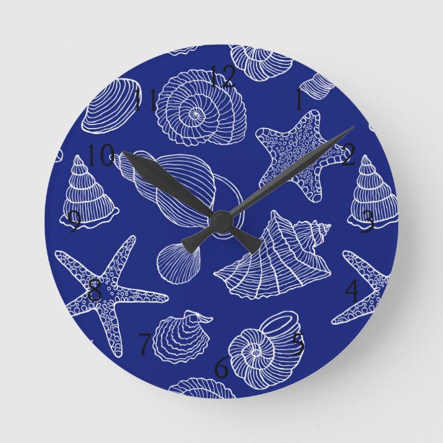 Horloge Ronde Motif Shell bleu clair (Recto)