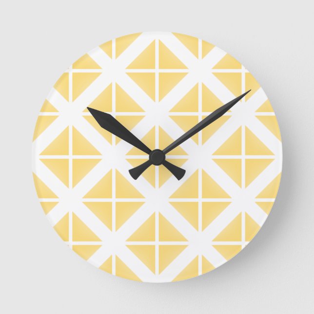 Horloge Ronde Motif triangle à la mode jaune (Recto)