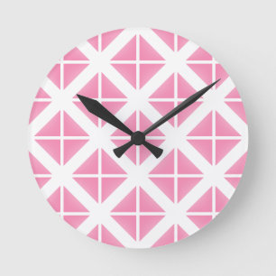 Horloge Ronde Motif triangle rose tendance