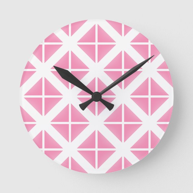 Horloge Ronde Motif triangle rose tendance (Recto)