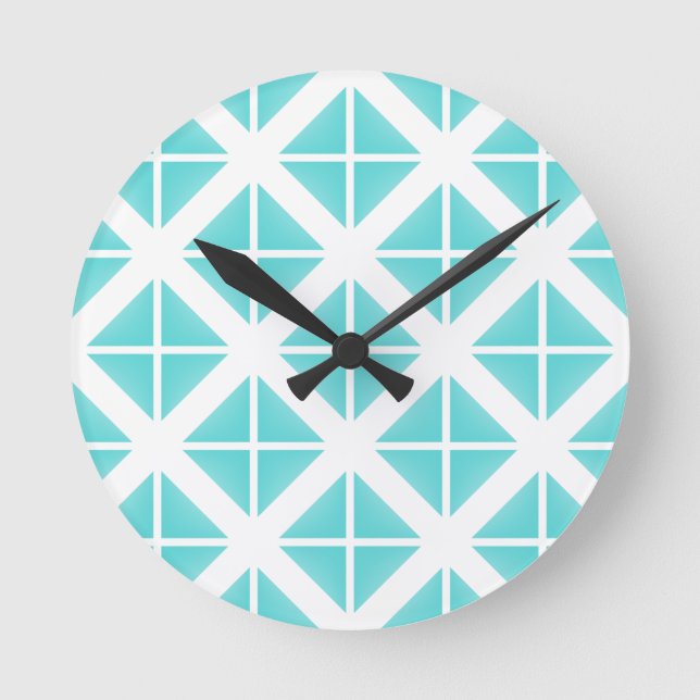 Horloge Ronde Motif Triangle tendance Turquoise (Recto)