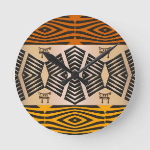 Horloge Ronde motif tribal africain ethnique