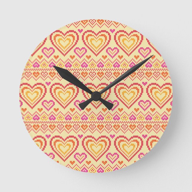 Horloge Ronde Motif tricoté par Saint-Valentin (Recto)