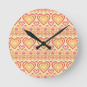 Horloge Ronde Motif tricoté par Saint-Valentin