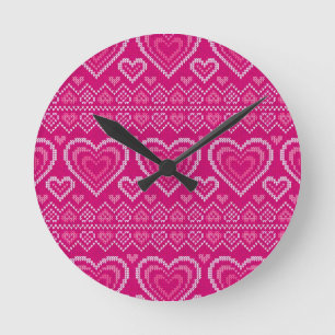Horloge Ronde Motif tricoté par Saint-Valentin 2