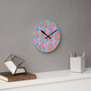 Horloge Ronde Motif Tropical Starfish
