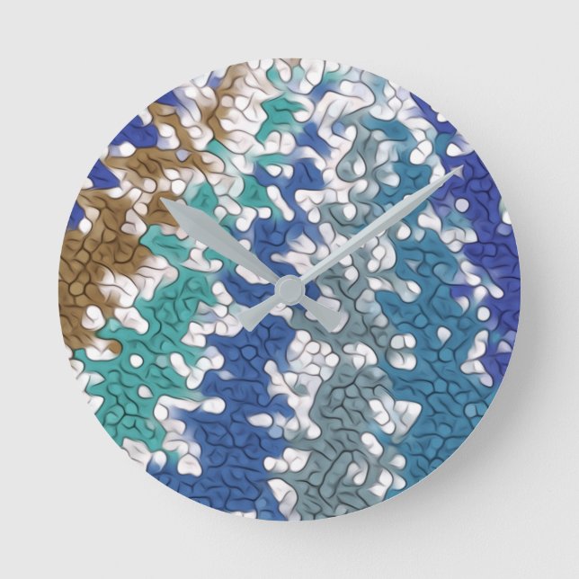 Horloge Ronde Motif unique bleu vert jaune (Recto)