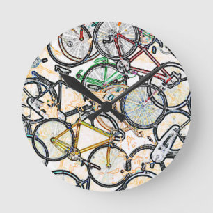 Horloge Ronde motif vélo de style urbain