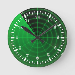 Horloge Ronde motif vert de radar