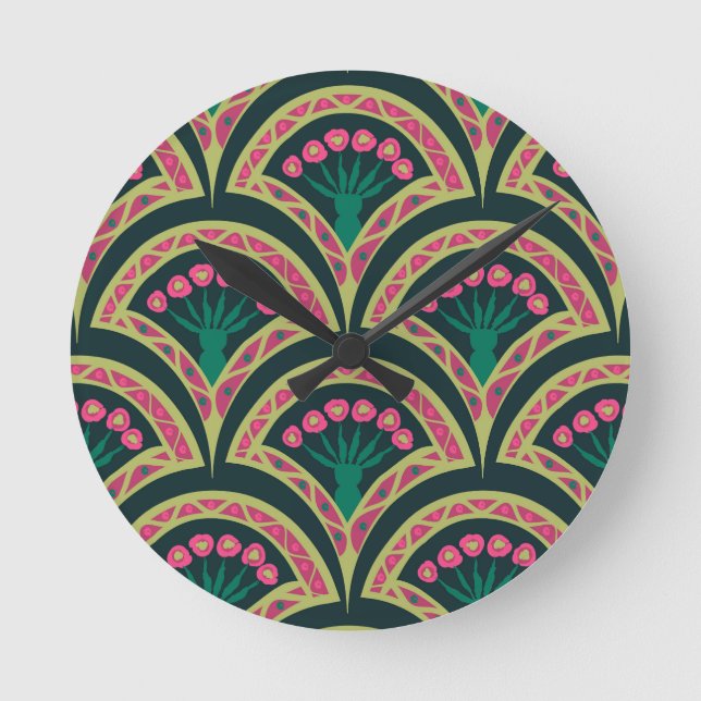 Horloge Ronde motif vert en forme de coque (Recto)