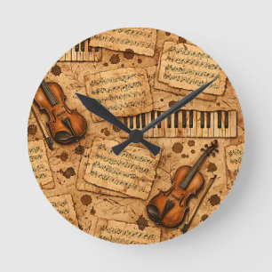 Horloge Ronde Motifs esthétiques de l'Académie Sombre Vintage