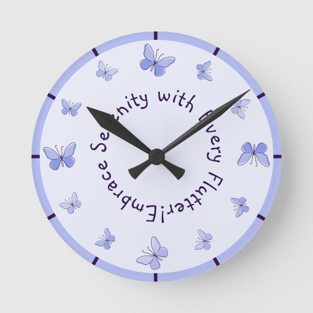 Horloge Ronde Motivationnel Papillons bleu violet Salle pour enf (Recto)