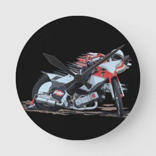 Horloge Ronde Moto rouge rapide de speed-way