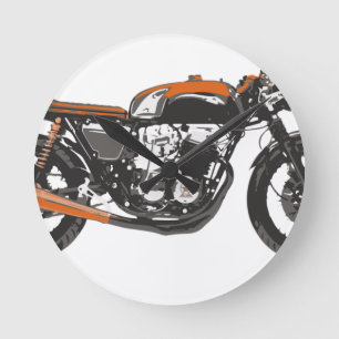 Horloge Ronde Moto simple - dessin du coureur 750 de café