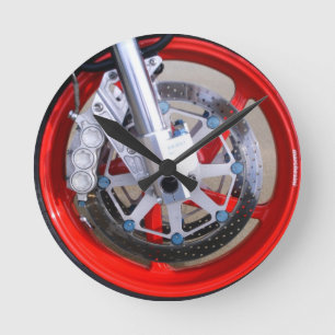 Horloge Ronde Motos Moto Roue Roue Roue Rims Rouge Photo