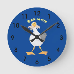 Horloge Ronde Mouette drôle avec frites dessin animé