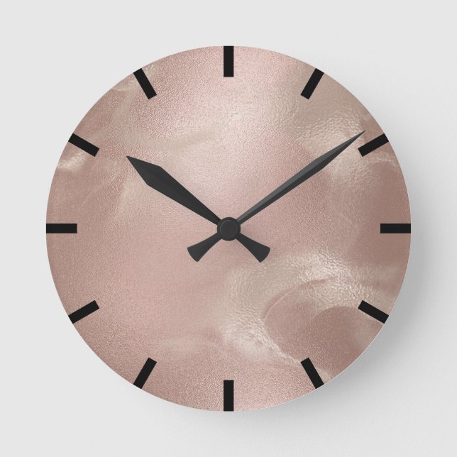 Horloge Ronde Moulage minimal Rose maigre Marbre d'or noir Urbai (Recto)