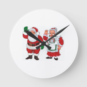 HORLOGE RONDE "MR ET MME SANTA CLAUS" CLOCK
