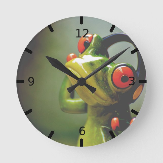 Horloge Ronde Mr. Frog with Headphones (Recto)