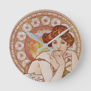 Horloge Ronde Mucha Vintage Topaz