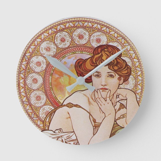 Horloge Ronde Mucha Vintage Topaz (Recto)
