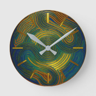 Horloge Ronde Multi-Color Bleu Or Vert Rouge