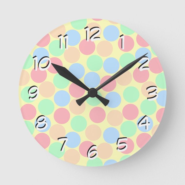 Horloge Ronde Multi-Color Pastel Dots Pattern (Recto)
