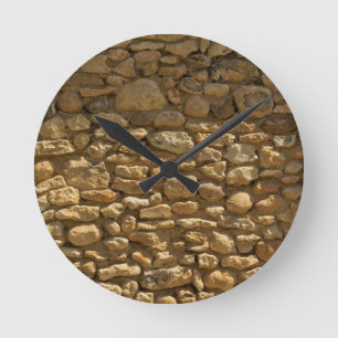 Horloge Ronde Mur de pierre rustique