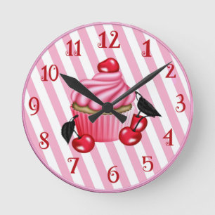 Horloge Ronde Mur de Retro Cherry