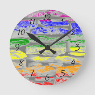 Horloge Ronde Mur en brique Gay pride / Arc-en-ciel