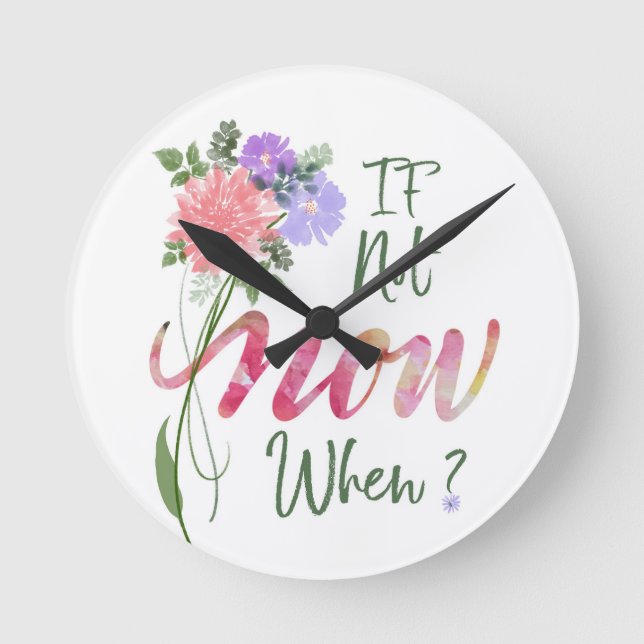Horloge Ronde Mur floral de script  (Recto)