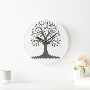 Horloge Ronde Murale Arbre de Vie Minimaliste Mode