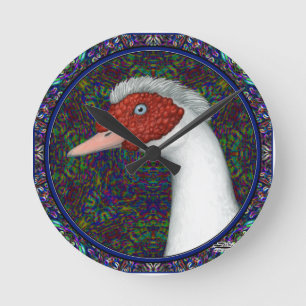 Horloge Ronde Muscovy Duck Head Blanc