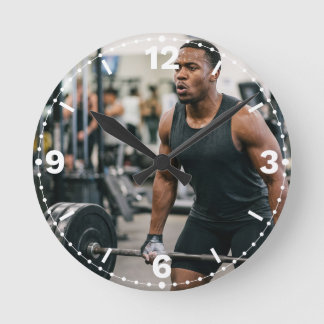Horloge Ronde Muscular Man Weightlifting Gym Fitness Decor