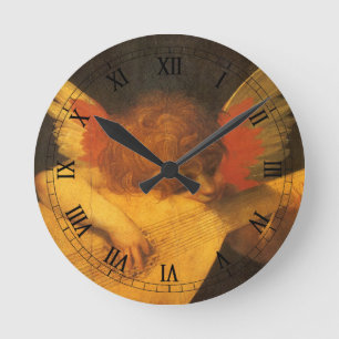 Horloge Ronde Musicien Angel Lecture par Rosso Fiorentino
