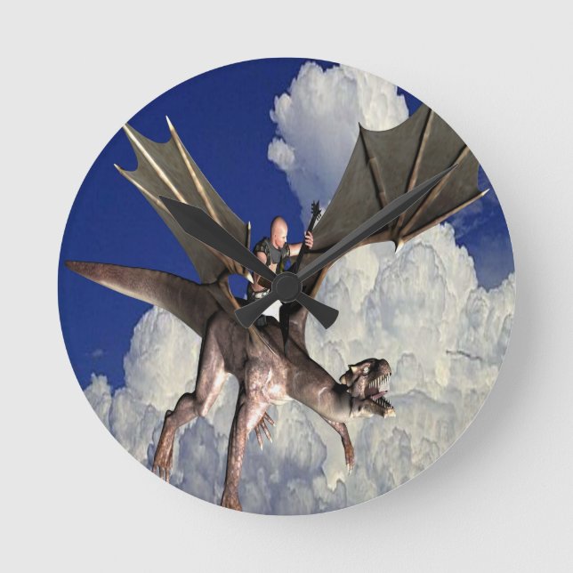 Horloge Ronde Musique dragon dans les nuages (Recto)