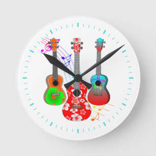 Horloge Ronde Musique du Tropical Island Ukulele Player