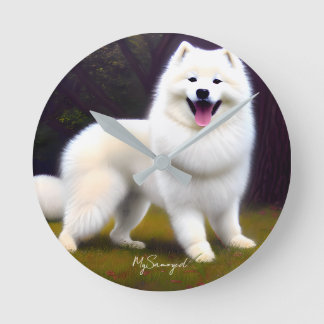 Horloge Ronde MySamoyed Idea Cadeau Personnalisé Cute Samoyed