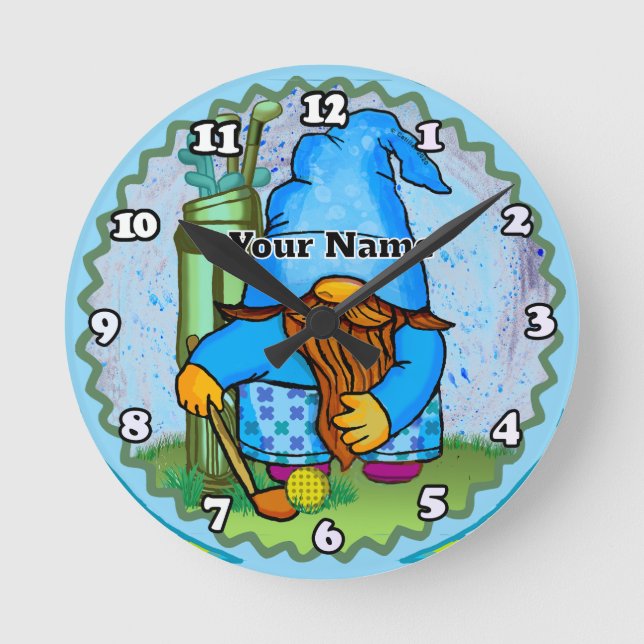 Horloge Ronde Nain jouant au golf  (Recto)