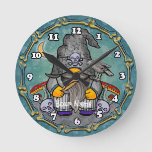 Horloge Ronde Nain magicien sombre
