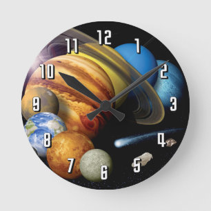 Horloge Ronde NASA JPL Système solaire Planètes Montage Photos s