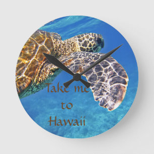Horloge Ronde Natation hawaïenne de tortue de mer