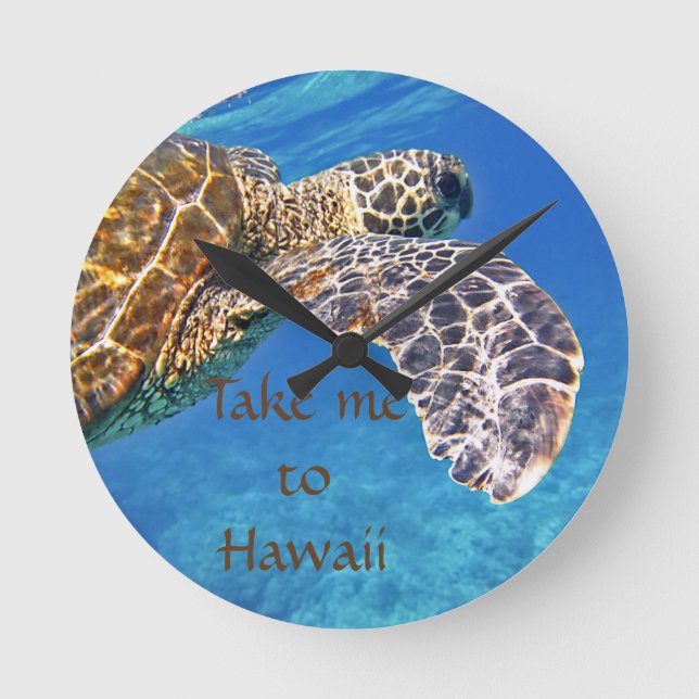 Horloge Ronde Natation hawaïenne de tortue de mer (Recto)