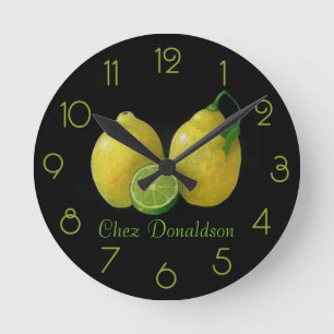 Horloge Ronde Nature morte de citrons Peinture à l'huile sur toi