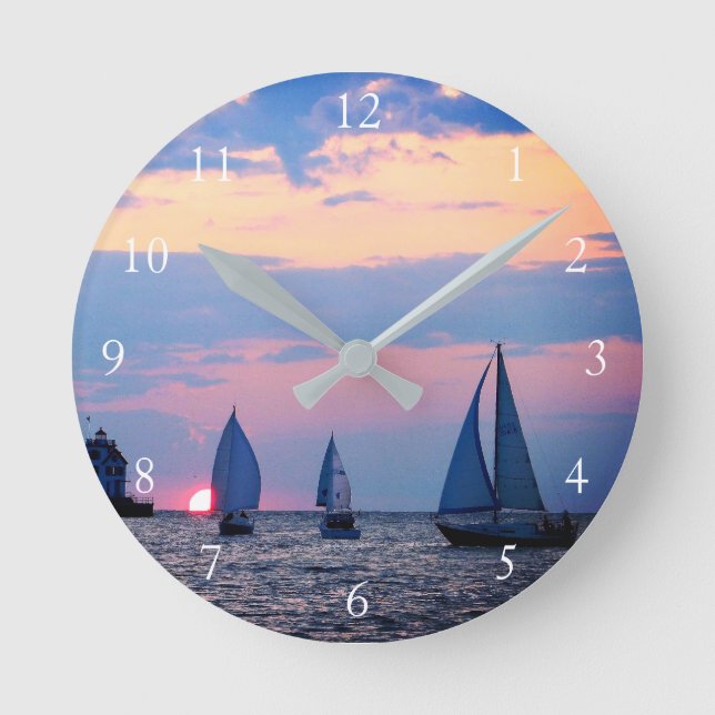 Horloge Ronde Naviguer dans le coucher du soleil (Recto)