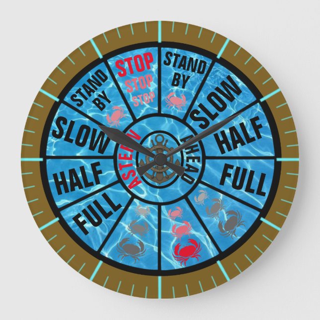 Horloge Ronde Navire nautique Télégraphe classique grande horlog (Recto)