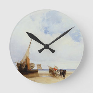 Horloge Ronde Navires échoués et un chariot près de Trouville