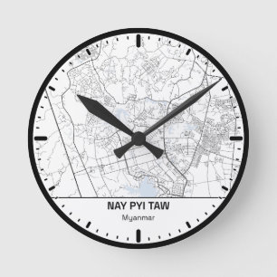 Horloge Ronde Nay Pyi Taw Clock City Line Art