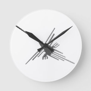 Horloge Ronde Nazca Lines Hummingbird Newsprint
