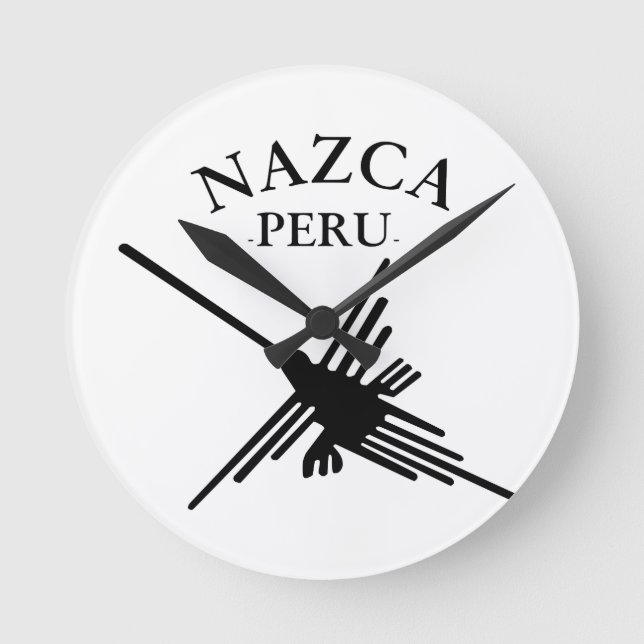 Horloge Ronde Nazca Pérou Colibri avec texte courbe (Recto)